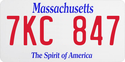 MA license plate 7KC847