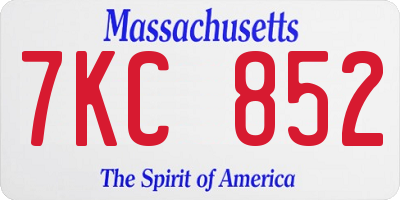 MA license plate 7KC852