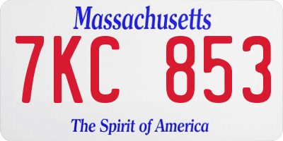 MA license plate 7KC853