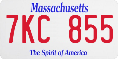 MA license plate 7KC855