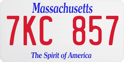 MA license plate 7KC857