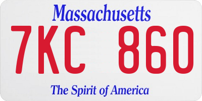 MA license plate 7KC860