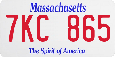 MA license plate 7KC865