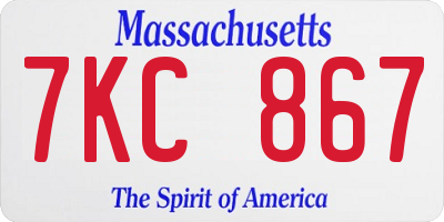 MA license plate 7KC867