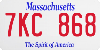 MA license plate 7KC868