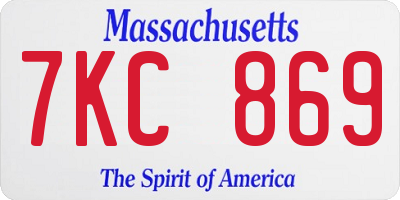 MA license plate 7KC869