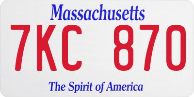 MA license plate 7KC870