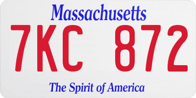 MA license plate 7KC872