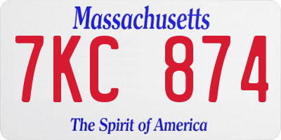 MA license plate 7KC874