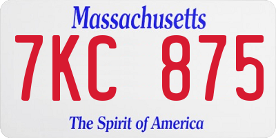 MA license plate 7KC875
