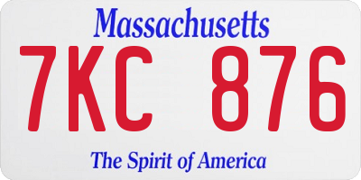 MA license plate 7KC876