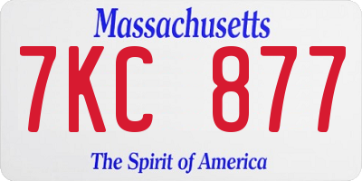 MA license plate 7KC877