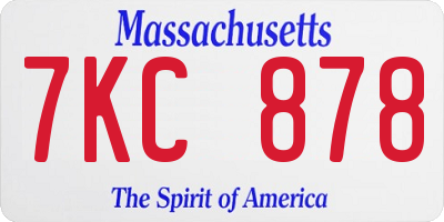 MA license plate 7KC878