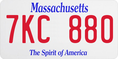 MA license plate 7KC880