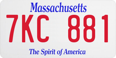 MA license plate 7KC881