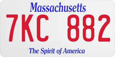 MA license plate 7KC882