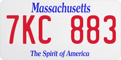 MA license plate 7KC883