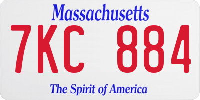 MA license plate 7KC884