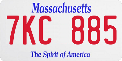 MA license plate 7KC885