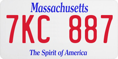 MA license plate 7KC887