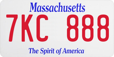 MA license plate 7KC888