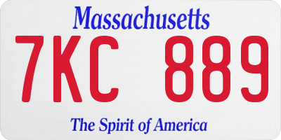 MA license plate 7KC889
