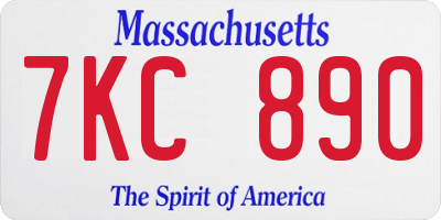 MA license plate 7KC890