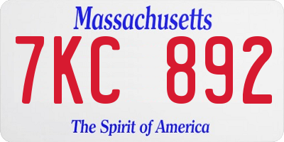 MA license plate 7KC892
