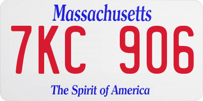 MA license plate 7KC906