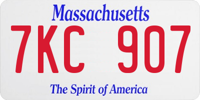 MA license plate 7KC907