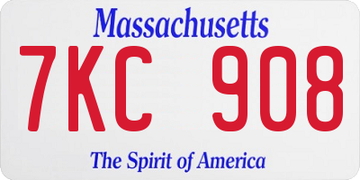 MA license plate 7KC908