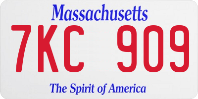 MA license plate 7KC909