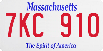 MA license plate 7KC910