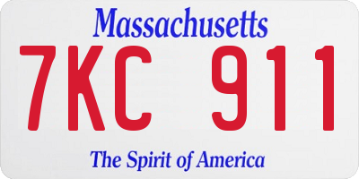 MA license plate 7KC911