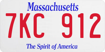 MA license plate 7KC912