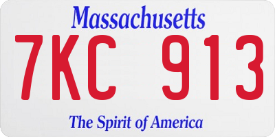 MA license plate 7KC913