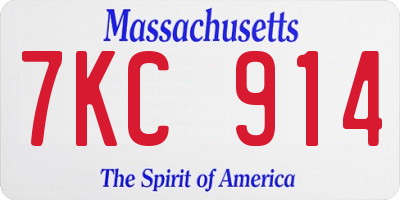 MA license plate 7KC914