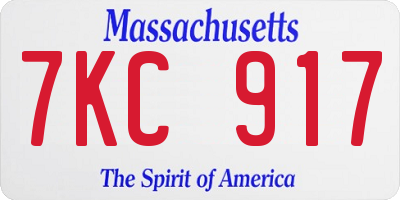 MA license plate 7KC917