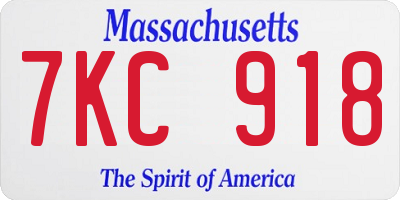 MA license plate 7KC918