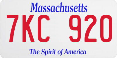 MA license plate 7KC920