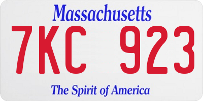 MA license plate 7KC923