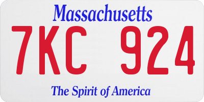 MA license plate 7KC924