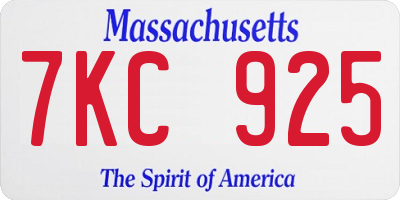 MA license plate 7KC925
