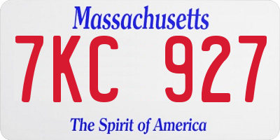 MA license plate 7KC927
