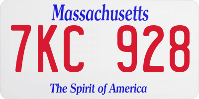 MA license plate 7KC928