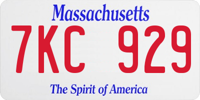 MA license plate 7KC929