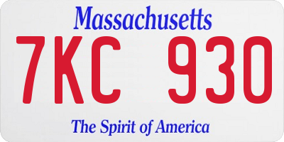 MA license plate 7KC930