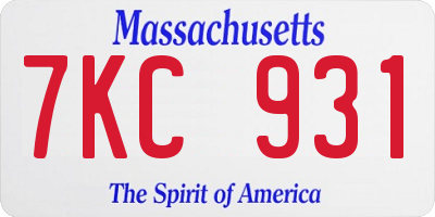 MA license plate 7KC931