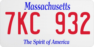 MA license plate 7KC932