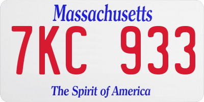 MA license plate 7KC933